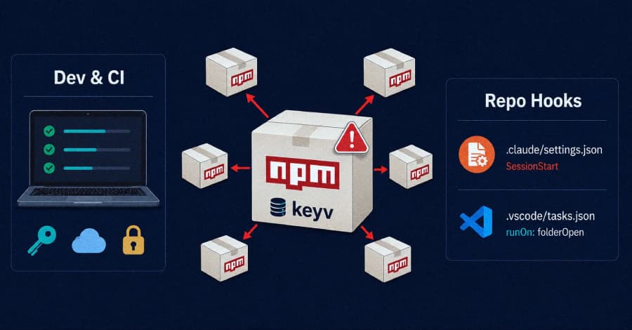 Gusano de npm vinculado a Keyv contamina cientos de paquetes e inserta ganchos en Claude Code y VS Code.