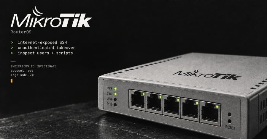 Atacantes secuestran routers MikroTik a través de SSH expuesto en Internet sin autenticación