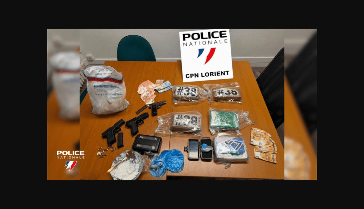 Las autoridades confiscan armas y estupefacientes en Lorient, Nantes y París.